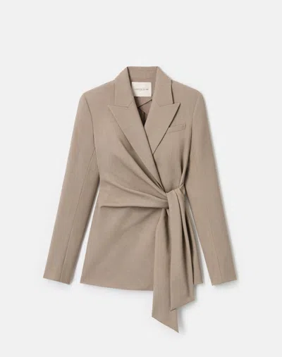 Lafayette 148 Responsible Stretch Wool Slim Wrap Blazer In Brown