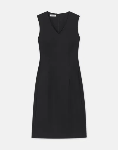 Lafayette 148 Responsible Stretch Wool V-neck Sheath Dress In Black