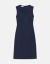 Lafayette 148 Responsible Stretch Wool V-neck Sheath Dress In Blue