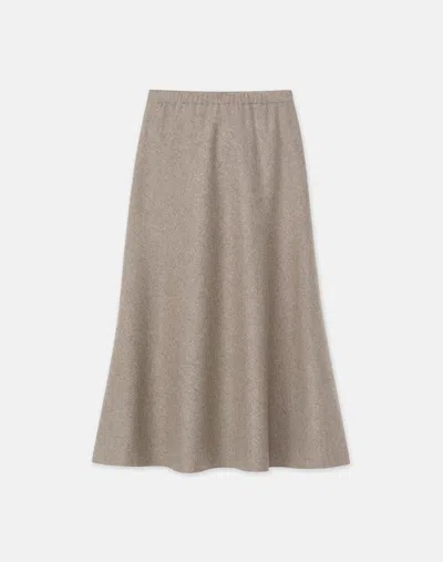 Lafayette 148 Responsible Wool-cashmere Double Face Jersey Reversible Skirt In Concrete,taupe