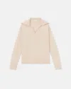 Lafayette 148 Responsible Wool-cashmere Split Collar Sweater In Beige