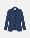Lafayette 148 Plus-size Woolsilk Crepe Threebutton Academy Blazer In Lido Blue