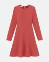 Lafayette 148 Responsible Wool Nouveau Crepe Flounced Hem Dress In Red Brick