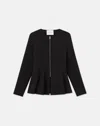 Lafayette 148 Responsible Wool Nouveau Crepe Flounced Hem Jacket In Black