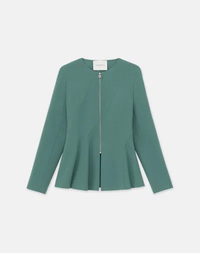 Lafayette 148 Responsible Wool Nouveau Crepe Flounced Hem Jacket In Ivy Vine