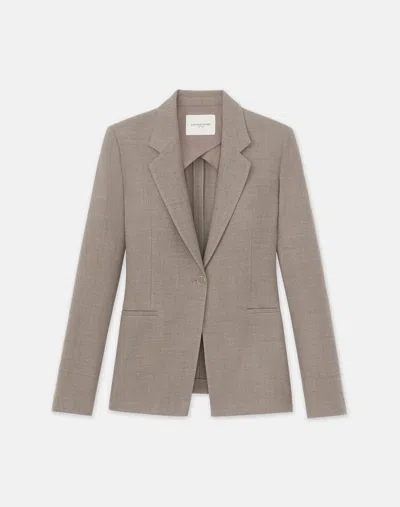 Lafayette 148 New York Fitted Stretch Wool Blazer In Concrete Melange