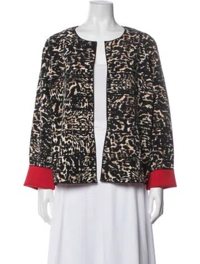 Pre-owned Lafayette 148 Reversible Animal Print Jacket In Black