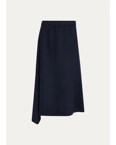 Lafayette 148 Reversible Flared Wool-cashmere Maxi Skirt In Ink/nickel