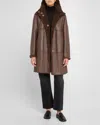 Lafayette 148 New York Reversible Genuine Shearling Coat In Wood