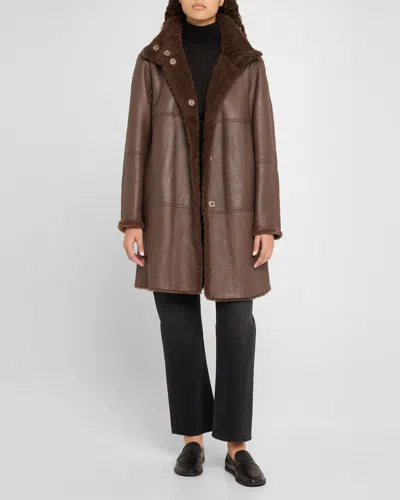 LAFAYETTE 148 REVERSIBLE LEATHER & SHEEP SHEARLING COAT