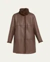 Lafayette 148 Shearling Reversible Funnel Collar Coat In Wood
