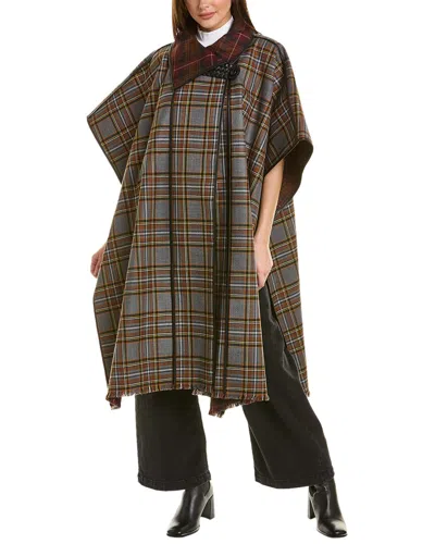 Lafayette 148 Reversible Leather-trim Wool Cape In Pattern