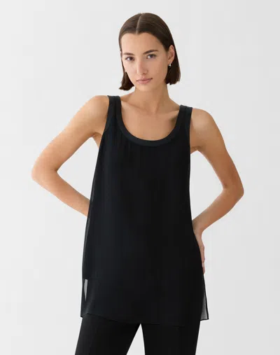 Lafayette 148 Reversible Silk Layered Tank In Black