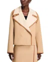 Lafayette 148 Oversized Reversible Leather-trim Jacket In Birch/raff