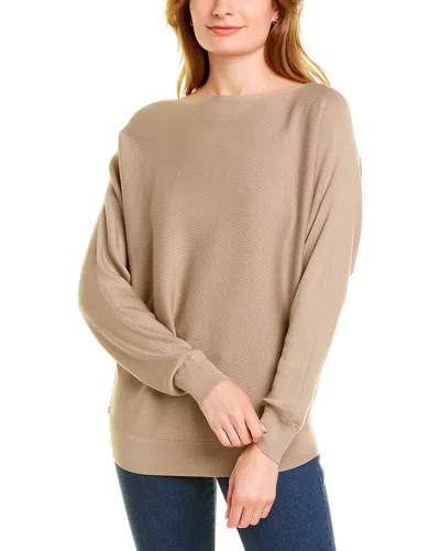 Lafayette 148 Ribbed Asymmetric Silk-blend Sweater In Brown