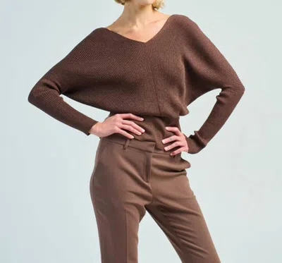 Lafayette 148 Ribbed Blouson Sweater In Wood Metallic In Multi
