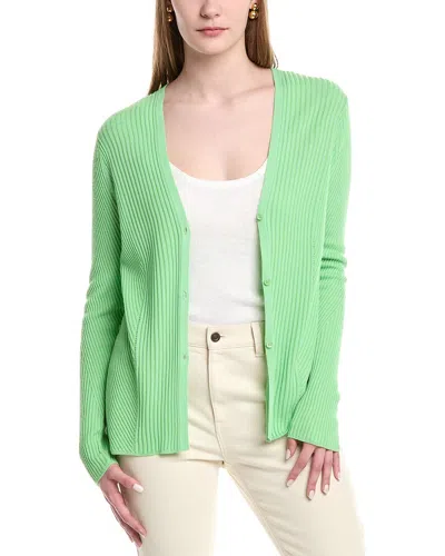 Lafayette 148 Ribbed Cardigan In Green
