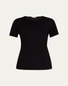 Lafayette 148 Ribbed Crewneck Cotton T-shirt In Black