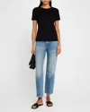 Lafayette 148 New York Stretch Cotton Crewneck T-shirt In Black