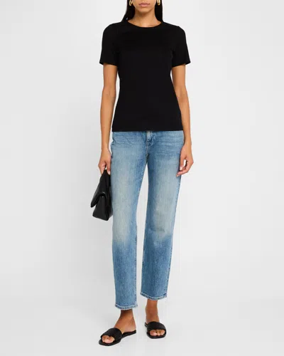 LAFAYETTE 148 RIBBED CREWNECK COTTON T-SHIRT