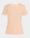 Lafayette 148 Ribbed Crewneck Cotton T-shirt In Shell