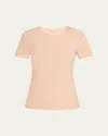 Lafayette 148 Ribbed Crewneck Cotton T-shirt In Shell