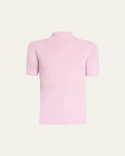 Lafayette 148 Ribbed Mock-neck Sweater In Cloud
