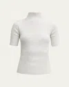 Lafayette 148 New York Plus Ribbed Stand Collar Sweater In White