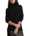 Lafayette 148 New York Ribbed Saddle Sleeve Turtleneck In Black