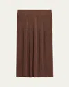 Lafayette 148 Ribbed Shimmer Knit Midi Skirt In Wood Metallic