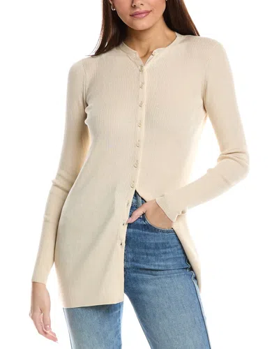 Lafayette 148 Ribbed Silk-blend Cardigan In Gray
