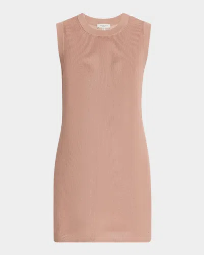 Lafayette 148 Ribbed Sleeveless Cotton Tunic In Powder