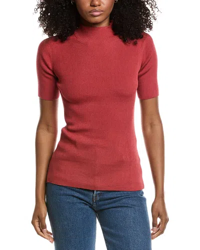 Lafayette 148 Ribbed Stand Collar Sweater In Red