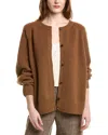Lafayette 148 Ribbed Wool & Cashmere-blend Cardigan In Brown