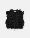 Lafayette 148 Ribbon Fringe Zip Front Vest In Black