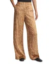 Lafayette 148 Petite Floating Leaves Print Textured Silk Satin Riverside Pant In Camel Multi