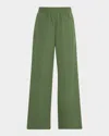 Lafayette 148 Riverside Wide-leg Organic Cotton Poplin Pants In Green
