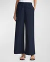Lafayette 148 Sateen Diagonal Pleat Riverside Pant In Ink