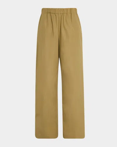 LAFAYETTE 148 RIVERSIDE WIDE-LEG ORGANIC COTTON POPLIN PANTS