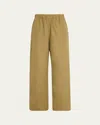 Lafayette 148 Riverside Wide-leg Organic Cotton Poplin Pants In Loden Green