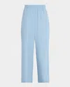 Lafayette 148 Riverside Wide-leg Organic Cotton Poplin Pants In Paper Blue