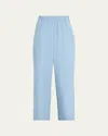 Lafayette 148 Riverside Wide-leg Organic Cotton Poplin Pants In Paper Blue