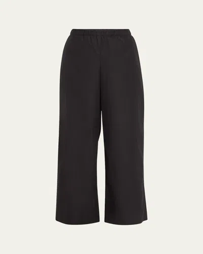 Lafayette 148 Riverside Wide-leg Organic Cotton Poplin Pants In Raffia