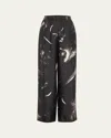 Lafayette 148 Plus-size Charcoal Print Silk Twill Riverside Pant In Black Multi