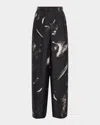 Lafayette 148 Riverside Wide-leg Silk Pants In Black Multi