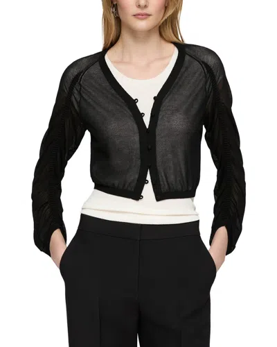 Lafayette 148 Ruched Cropped V-neck Cardigan In Multi