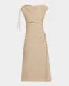 Lafayette 148 Ruched Organic Cotton Poplin Midi Dress