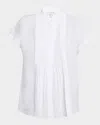 Lafayette 148 Ruched Pintuck Linen Blouse