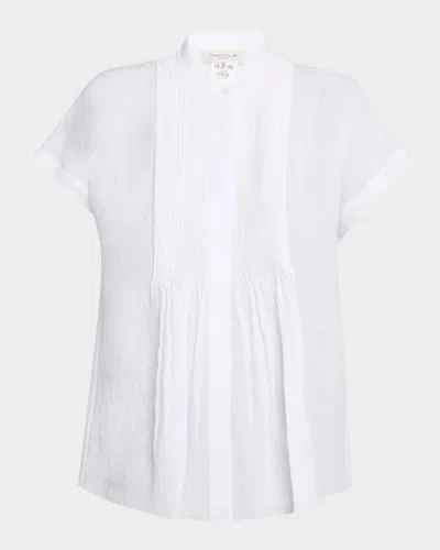 Lafayette 148 Ruched Pintuck Linen Blouse