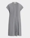 Lafayette 148 Ruched Pintuck Linen Dress In Gray